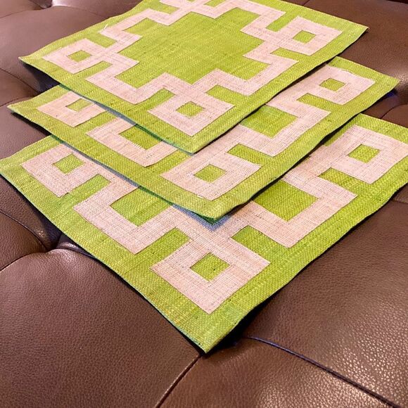 Pomegranate Square Green Rice Paper Placemats 13.5” Square - Picture 9 of 9